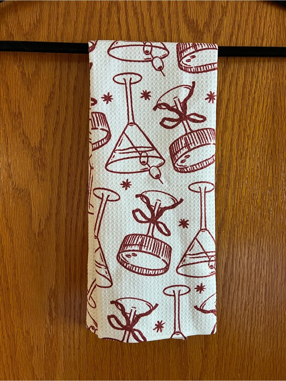 White and Red Geometry Tea Towel
